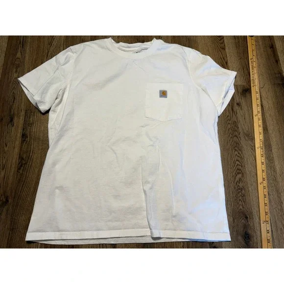 Carhartt Boys XL 16-18 White Loose Fit Short Sleeve Pocket T-Shirt Logo - Picture 1 of 10